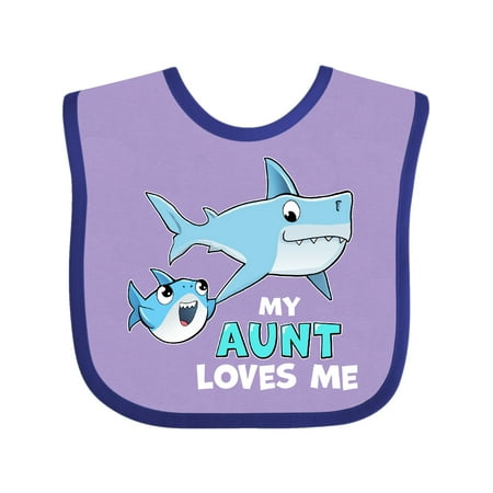 Inktastic My Aunt Loves Me with Cute Sharks Gift Baby Boy or Baby Girl Bib