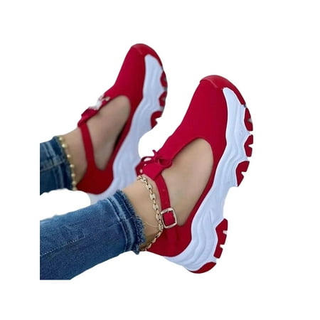 SIMANLAN Women Casual Shoes Mid Heel Walking Shoe Buckle Platform Sandals Ladies Non-Slip Sneakers Womens Bow Flats Red 7.5
SIMANLAN Women Casual Shoes Mid Heel Walking Shoe Buckle Platform Sandals Ladies Non-Slip Sneakers Womens Bow Flats Red 7.5