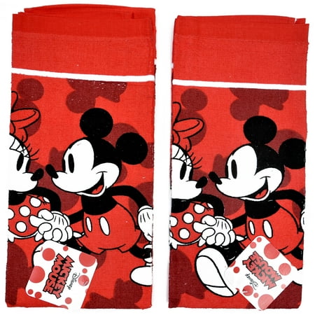 Mickey & Minnie Mouse Kitchen Dish Towels 2 Pack Red