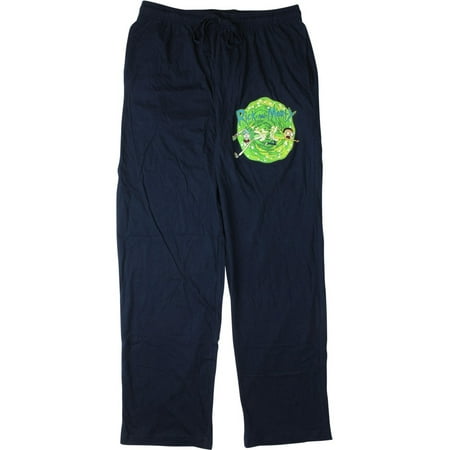 Rick and Morty Portal Logo Men s Black Lounge Sleep Pajama Pants (Large)