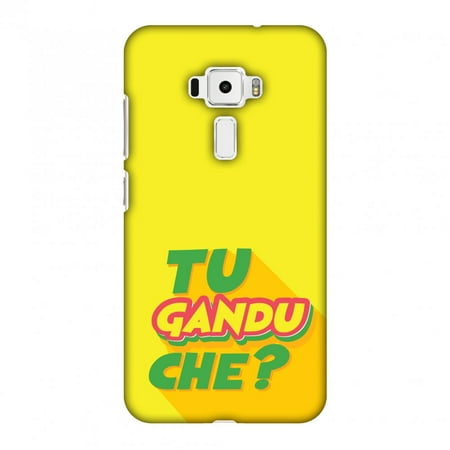 Asus Zenfone 3 ZE520KL Case - Tu Gandu Che?, Hard Plastic Back Cover. Slim Profile Cute Printed Designer Snap on Case with Screen Cleaning Kit