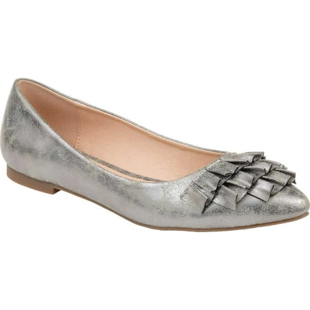 Women s Journee Collection Judy Ballet Flat Pewter Faux Leather 7 M