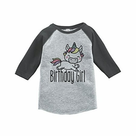 7 ate 9 Apparel Girl s Unicorn Birthday Grey Raglan Tee