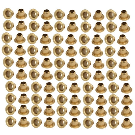 100pcs M2.5 x 2.5mm Brass Plated Metal Hollow Eyelets Rivets Gold Tone