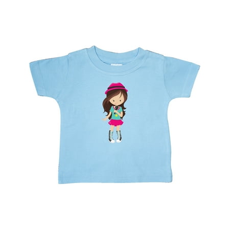 Inktastic Rock Girl Brown Hair Band Singer Microphone Gift Baby Girl T-Shirt