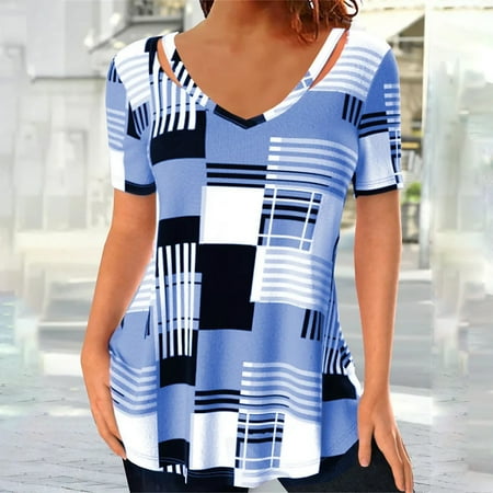 Tawop Maternity Tops Women S Loose Printed Short Sleeve Blue 4
