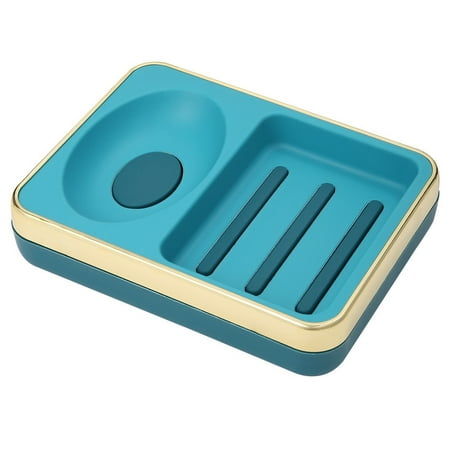 Soap Holder Dish Storage Drain Box Double Grid Container Durable for Kitchen Bathroom