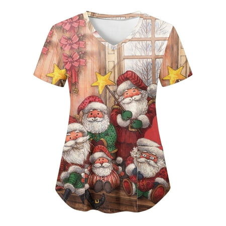 TAIAOJING Women s Scrub Top Casual V Neck Christmas Print Pocket Short Sleeve Work Shirt Top Pullover Shirts
TAIAOJING Women s Scrub Top Casual V Neck Christmas Print Pocket Short Sleeve Work Shirt Top Pullover Shirts