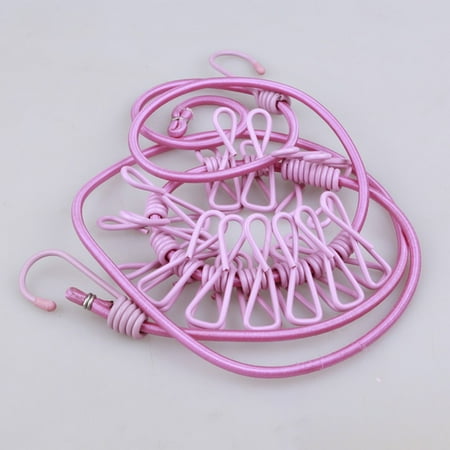 174cm Elastic Washing Clothes Line With 12 Pegs Clip Camping Caravan Travel Boat