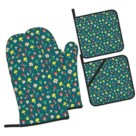 Daiia Mushrooms Pattern Oven Mitts and Pot Holders 4 pcs Set High Heat Resistant 500 Degree Extra Thicken Long Kitchen Cotton Oven Glove
Daiia Mushrooms Pattern Oven Mitts and Pot Holders 4 pcs Set High Heat Resistant 500 Degree Extra Thicken Long Kitchen Cotton Oven Glove