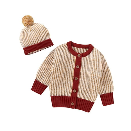 Musuos Spring Autumn Toddlers Outfit Baby Boys Girls Mixed Color Long Sleeve Single-breasted Knitted Outwear + Plush Ball Cap
Musuos Spring Autumn Toddlers Outfit Baby Boys Girls Mixed Color Long Sleeve Single-breasted Knitted Outwear + Plush Ball Cap