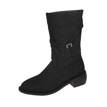 hopeusnice Women s Buckle Denim Mid Calf Boots Winter Warm Ankle Boots Fashion Low Heel Round Toe Buckle Decorated Comfortable Footwear Black 40
hopeusnice Women s Buckle Denim Mid Calf Boots Winter Warm Ankle Boots Fashion Low Heel Round Toe Buckle Decorated Comfortable Footwear Black 40