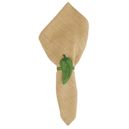 Chili Pepper Green Napkin Rings - Set of 6
