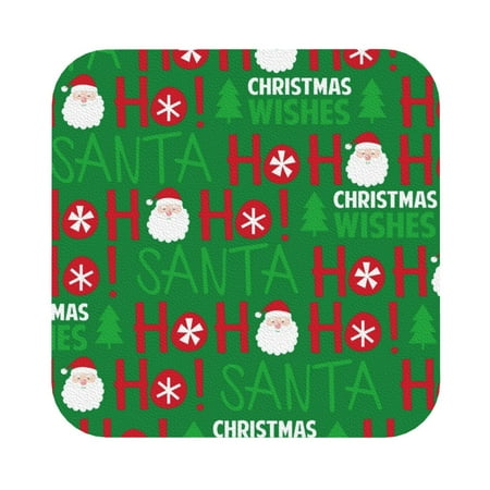 Bingfone Cute Santa Personalized Coaster Set 4 For Drinks Coffee Table Bar Beer Wine Cup Coasters 4 Inch