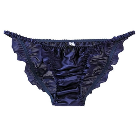 Girlsshop Womens Silk Soft Panties Ruffle Panties Thongs Briefs G String Bikinis Underwear