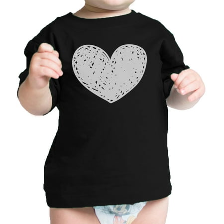 Love Heart Black Baby T-Shirt Cute Family Tees Graphic Infant Shirt