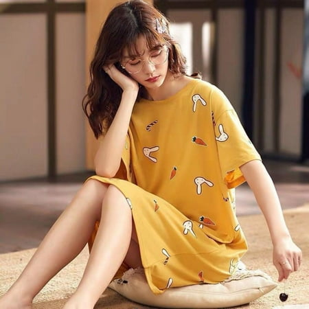 Cotton Nightgown Half Sleeves Crew Neck Sleepshirt Casual Soft Comfy Loose Fit Sleepwear
Cotton Nightgown Half Sleeves Crew Neck Sleepshirt Casual Soft Comfy Loose Fit Sleepwear