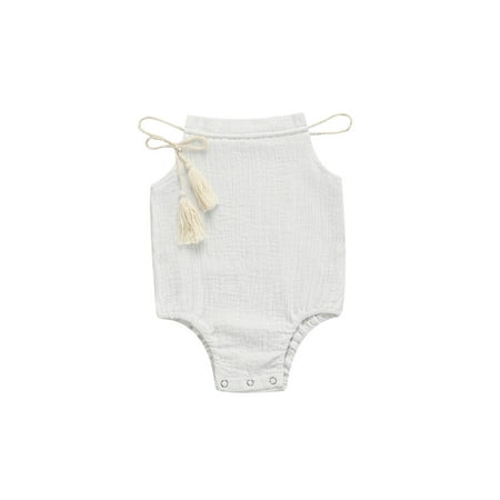 Canrulo Baby Girl Sling Romper Sleeveless Tassel Decoration Snap Crotch Spaghetti Strap Bodysuit Clothes White 18-24 Months
Canrulo Baby Girl Sling Romper Sleeveless Tassel Decoration Snap Crotch Spaghetti Strap Bodysuit Clothes White 18-24 Months