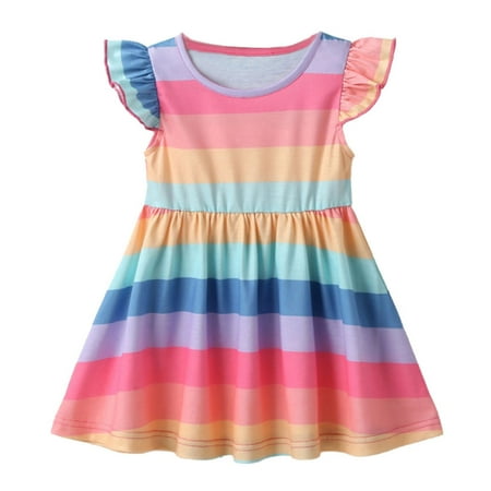 Gallickan Stripe Dresses Girls Toddler Kids Baby Girls Cute Summer Rainbow Stripe Flying Sleeves Princess Dress Sizes 6M-4T Kids Deals under $10
Gallickan Stripe Dresses Girls Toddler Kids Baby Girls Cute Summer Rainbow Stripe Flying Sleeves Princess Dress Sizes 6M-4T Kids Deals under $10
