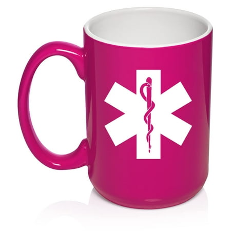 

Star Of Life EMT Paramedic Ceramic Coffee Mug Tea Cup Gift for Her Him Brother Sister Wife Husband Friend Family Coworker Boss Birthday Housewarming Mom Dad (15oz Hot Pink)