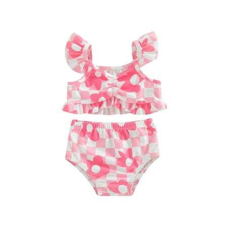 Binwwede Baby Girls Bikini Set Plaid Flower Print Fly Sleeve Camisole with Briefs Bathing Swimsuit for Summer Beach
Binwwede Baby Girls Bikini Set Plaid Flower Print Fly Sleeve Camisole with Briefs Bathing Swimsuit for Summer Beach