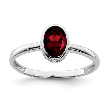 925 Sterling Silver Red Garnet Oval Band Ring Size 8.00 Gemstone Valentines Day