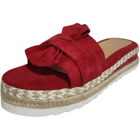 Womens Espadrilles Slip on Wedge Sandals Slides Bow Tie Platform Open Toe Summer Shoes Thick Cushion Slippers Sandals
Womens Espadrilles Slip on Wedge Sandals Slides Bow Tie Platform Open Toe Summer Shoes Thick Cushion Slippers Sandals