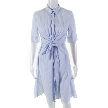Pre-owned|Lauren Ralph Lauren Womens Blue Tie Front Shirt Dress Size 6 13598463