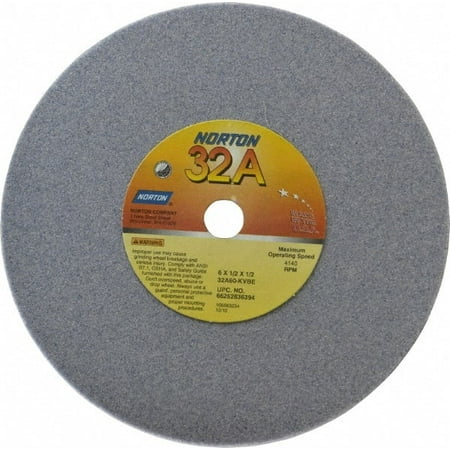 Norton 6 Diam x 1/2 Hole x 1/2 Thick K Hardness 60 Grit Surface Grinding Wheel Aluminum Oxide Type 1 Medium Grade 4 140 Max RPM Vitrified Bond No Recess
Norton 6 Diam x 1/2 Hole x 1/2 Thick K Hardness 60 Grit Surface Grinding Wheel Aluminum Oxide Type 1 Medium Grade 4 140 Max RPM Vitrified Bond No Recess
