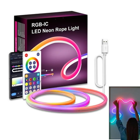 Peitten Neon Rope Light Smart RGB Light Strip 10ft Silicone Neon Rope Light Outdoor LED Strip Lights Waterproof Party DIY Decoration 16 Million DIY Colors special 
Peitten Neon Rope Light Smart RGB Light Strip 10ft Silicone Neon Rope Light Outdoor LED Strip Lights Waterproof Party DIY Decoration 16 Million DIY Colors special