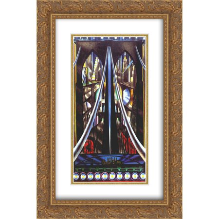 Joseph Stella 2x Matted 18x24 Gold Ornate Framed Art Print 'The Brooklyn Bridge'