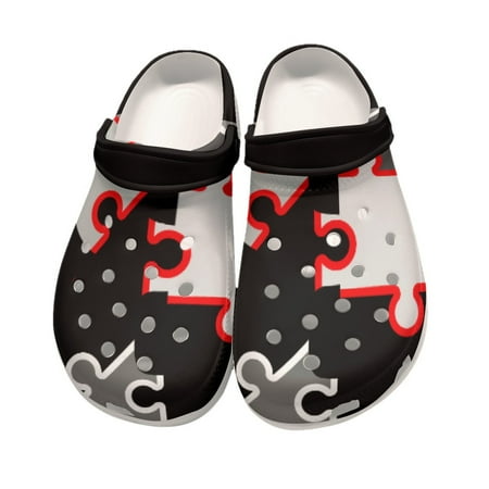 ABJ Puzzle Black & Red All-Over Print Women s Classic Clogs