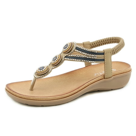 new home gifts for home Sandals For Womens Bohemian Crystal Shoes Elastic Strap Roman Wedges Sandals PU Beige
new home gifts for home Sandals For Womens Bohemian Crystal Shoes Elastic Strap Roman Wedges Sandals PU Beige