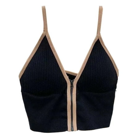 Women Padded Crop Top Spaghetti Strap Bra Sexy V Neck Tank Backless Vest Top