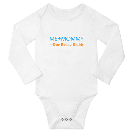 Me Plus Mommy Equals One Broke Daddy Funny Baby Long Sleeve Clothes Bodysuit Boy Girl Unisex (White 6M)
Me Plus Mommy Equals One Broke Daddy Funny Baby Long Sleeve Clothes Bodysuit Boy Girl Unisex (White 6M)