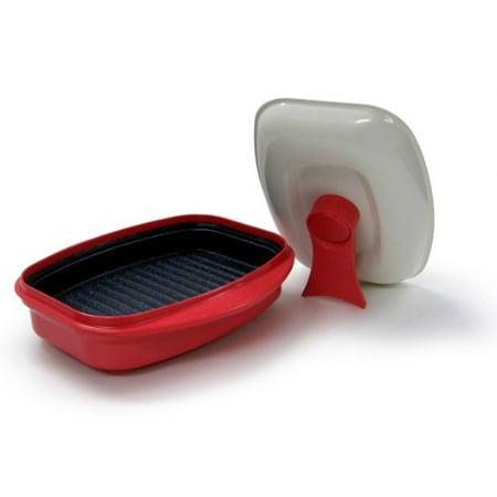 Microhearth Grill Pan for Microwave Cooking Red
