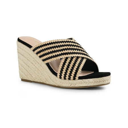 Unique Bargains Women s Crisscross Strap Platform Slide Wedge Sandals