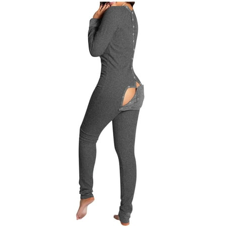 TANGNADE Pajamas For Women Women s Button-down Functional Buttoned Flap Adults Jumpsuit (Grey)
TANGNADE Pajamas For Women Women s Button-down Functional Buttoned Flap Adults Jumpsuit (Grey)