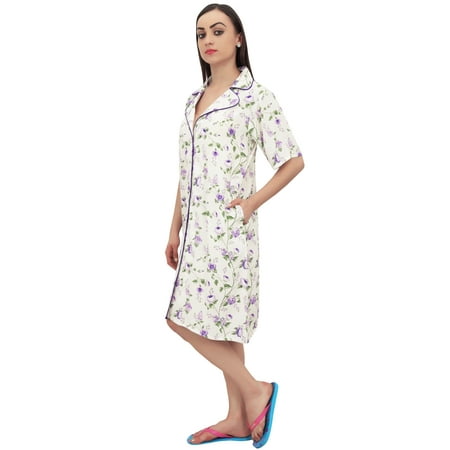 Bimba Women Purple Floral Print Short Sleeve Sleepshirt Nightwear With Pockets - 20
Bimba Women Purple Floral Print Short Sleeve Sleepshirt Nightwear With Pockets - 20
