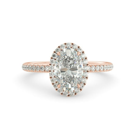 2.96 cw Oval Moissanite Engagement Round Diamond Engagement Ring 14k Rose Gold