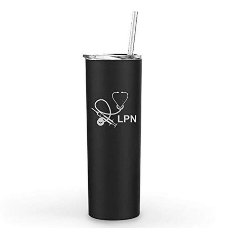 20 oz Skinny Tall Tumbler Stainless Steel Vacuum Insulated Travel Mug With Straw Licensed Practical Nurse LPN (Black)
20 oz Skinny Tall Tumbler Stainless Steel Vacuum Insulated Travel Mug With Straw Licensed Practical Nurse LPN (Black)