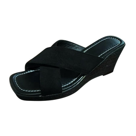 Kukoosong Wedge Sandals for Women Slope Heel Slippers Crossed Open Toe Thick Sole Mules High Heel Sandals Women Black 38
Kukoosong Wedge Sandals for Women Slope Heel Slippers Crossed Open Toe Thick Sole Mules High Heel Sandals Women Black 38