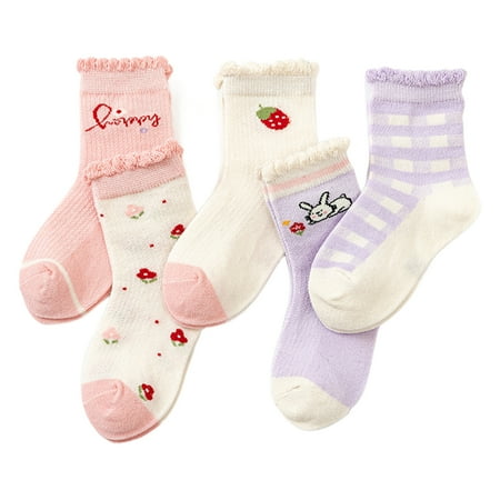 rygai 5 Pairs Breathable Mesh Wear-resistant Thin Baby Socks Cartoon Print Mid-Tube Girls Ankle Socks for Indoor Purple
rygai 5 Pairs Breathable Mesh Wear-resistant Thin Baby Socks Cartoon Print Mid-Tube Girls Ankle Socks for Indoor Purple
