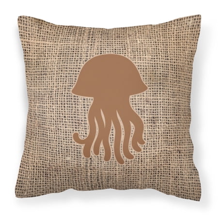 Carolines Treasures Jellyfish Burlap Square Decorative Outdoor Pillow