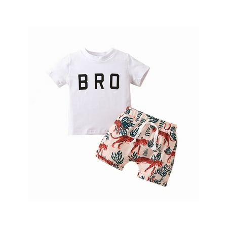 Boys Two-piece Pants Suit White Letters T-shirt Tiger and Leaves Print Drawstring Shorts
Boys Two-piece Pants Suit White Letters T-shirt Tiger and Leaves Print Drawstring Shorts