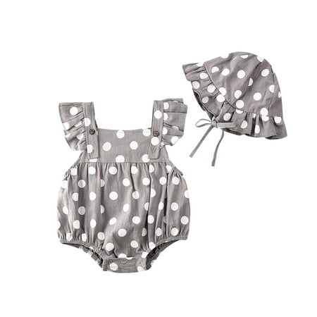 AMILIEe Newborn Infant Baby Girls Romper with Hat Sleeveless Polka Dots Bodysuit Summer Jumpsuit Cap 2Pcs Outfits
AMILIEe Newborn Infant Baby Girls Romper with Hat Sleeveless Polka Dots Bodysuit Summer Jumpsuit Cap 2Pcs Outfits