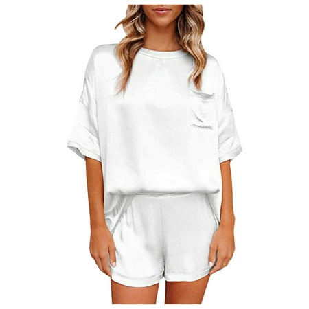 Betiyuaoe Lingerie for Women Solid Color Imitation Silk Pajamas Home Clothes Short Sleeved Shorts Irregular Two-piece Suit Underwear Sets
Betiyuaoe Lingerie for Women Solid Color Imitation Silk Pajamas Home Clothes Short Sleeved Shorts Irregular Two-piece Suit Underwear Sets