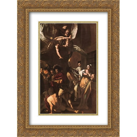 Caravaggio 2x Matted 20x24 Gold Ornate Framed Art Print 'The Crucifixion of Saint Peter'