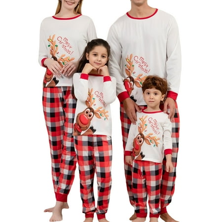 Mubineo Family Matching Christmas Pajamas Set Cartoon Elk Letter Print Long-Sleeved Tops + Elastic Waist Plaid Pattern Trousers
Mubineo Family Matching Christmas Pajamas Set Cartoon Elk Letter Print Long-Sleeved Tops + Elastic Waist Plaid Pattern Trousers