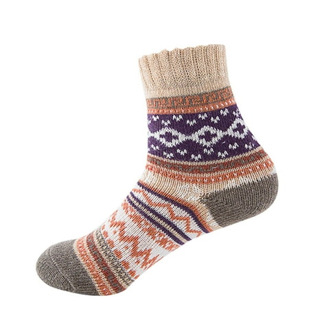 Heiheiup Women Casual Colorful Ethnic Style Knitted Socks Oh Yeah Socks Women